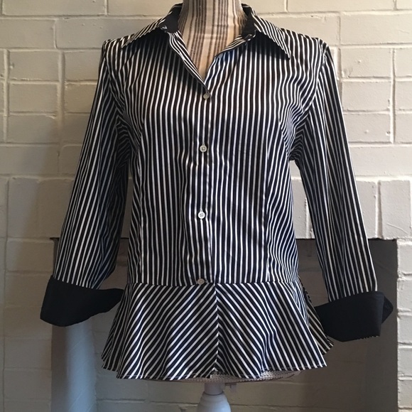Lauren Ralph Lauren Tops - Lauren Ralph Lauren black white stripped blouse 14